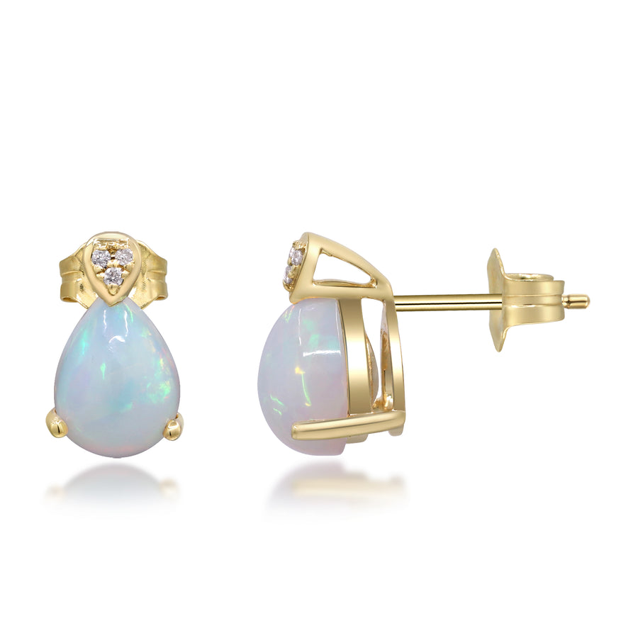Alora 10K Yellow Gold Pear-Cut African Opal Earring