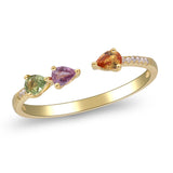 Brielle 10K Yellow Gold Pear-Cut Multi Sapphire Ring