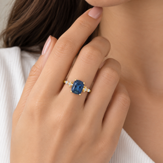Kennedi 10K Yellow Gold Cushion-Cut Brazilian London Blue Topaz Ring