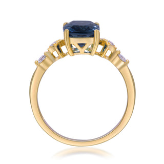 Kennedi 10K Yellow Gold Cushion-Cut Brazilian London Blue Topaz Ring