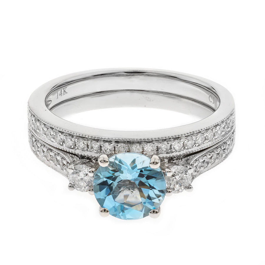 Emmy 14K White Gold Round-Cut Brazilian Aquamarine Ring