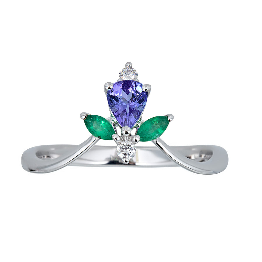 Amelia 14K White Gold Pear-Cut Tanzanite Ring