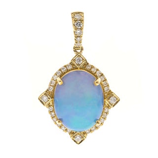 Madison 10K Yellow Gold Oval-Cab Natural African Opal Pendant