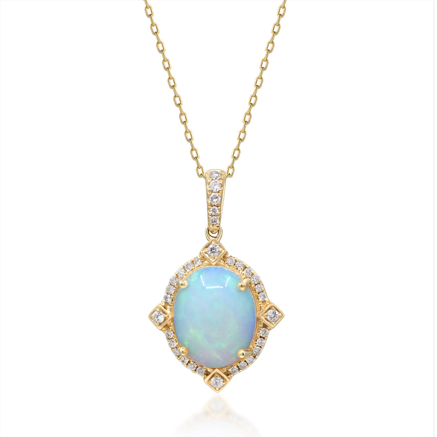 Madison 10K Yellow Gold Oval-Cab Natural African Opal Pendant