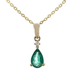 Mackenzie 10K Yellow Gold Pear-Cut Natural Zambian Emerald Pendant