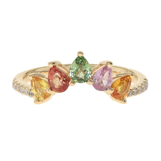 Xenia 10K Yellow Gold Pear-Cut Multi Sapphire Ring
