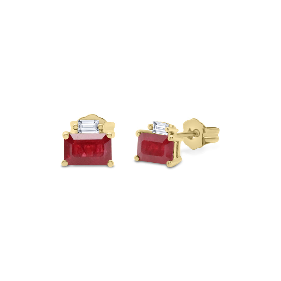 Ashlyn 14K Yellow Gold Emerald-Cut Mozambique Ruby Earring