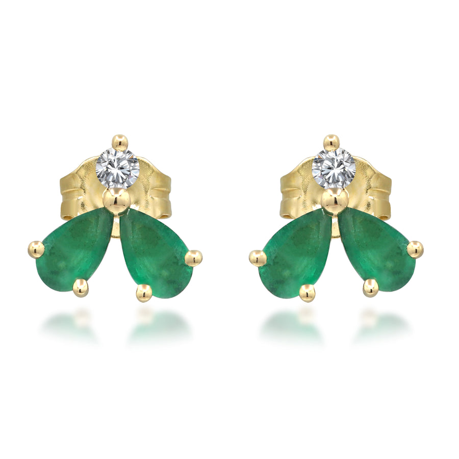 Eden 10K Yellow Gold Pear-Cut Zambian Emerald Earring