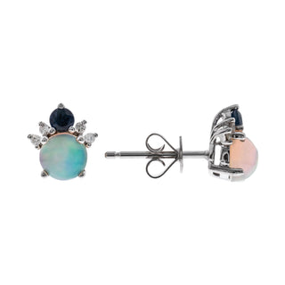 Alexander 10K White Gold Round-Cut Natural African Opal Earring