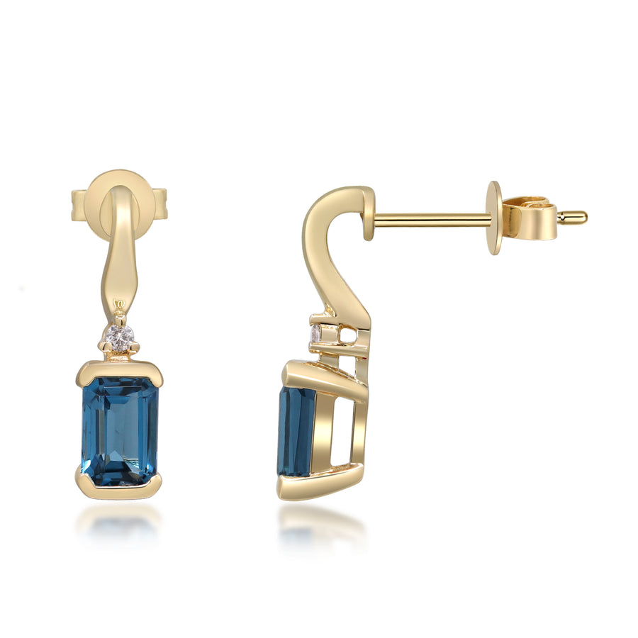 Elliana 10K Yellow Gold Emerald-Cut Brazilian London Blue Topaz Earring