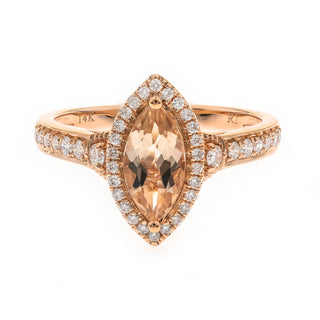 Esperanza 14K Rose Gold Marquise-Cut Madagascar Morganite Ring