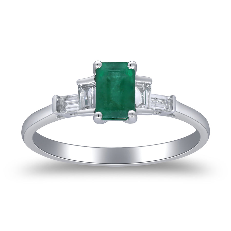 Gianna 10K White Gold Emerald-Cut Emerald Ring