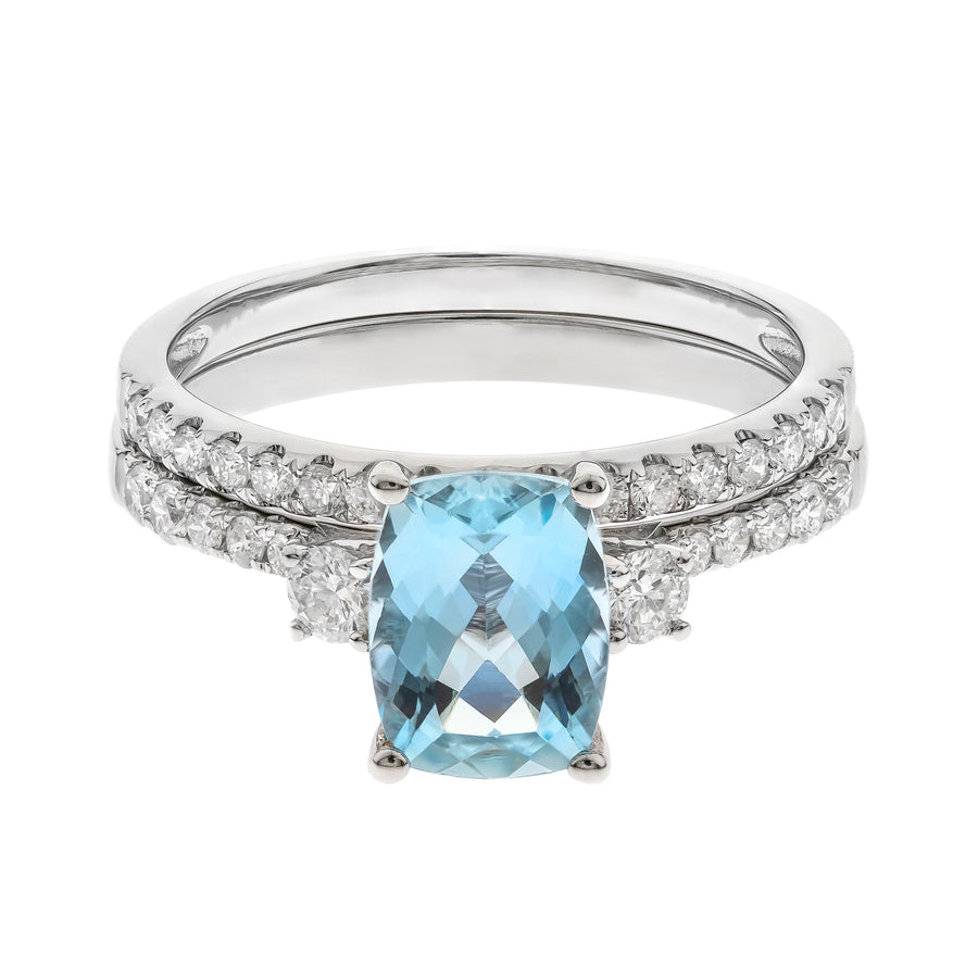 Gia 14K White Gold Cushion-Cut Brazilian Aquamarine Ring