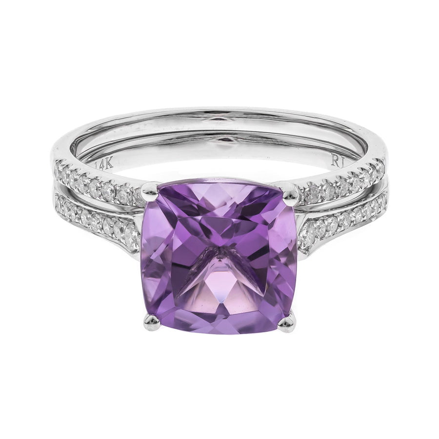 Della 14K White Gold Cushion-Cut Pink Brazilian Amethyst Ring