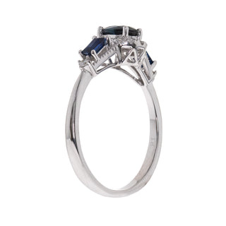 Amiya 10K White Gold Oval-Cut Blue Sapphire Ring