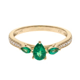 Caroline 14K Yellow Gold Pear-Cut Emerald Ring
