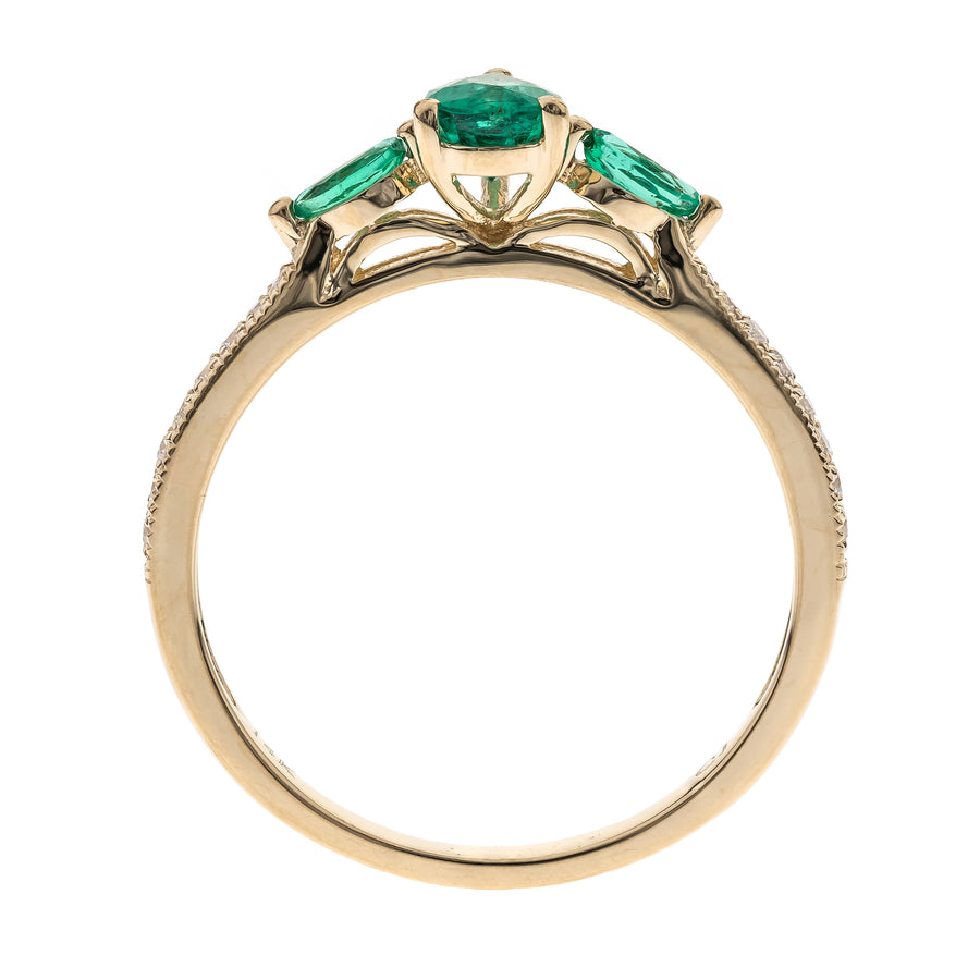 Caroline 14K Yellow Gold Pear-Cut Emerald Ring