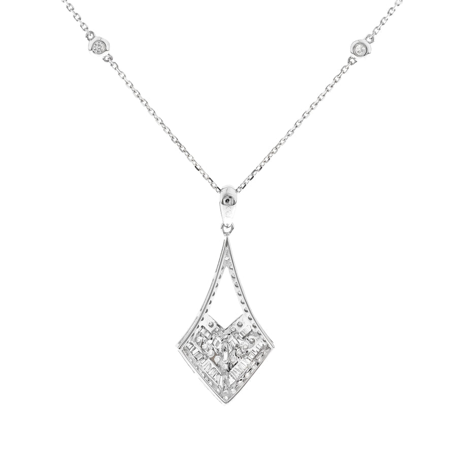 Athena 14K White Gold Baguette-Cut White Diamond Pendant