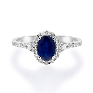 Lillian 14K White Gold Oval-Cut Blue Sapphire Ring