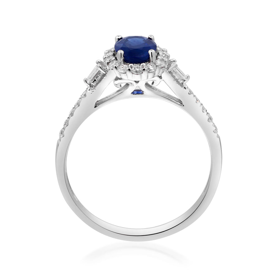 Lillian 14K White Gold Oval-Cut Blue Sapphire Ring