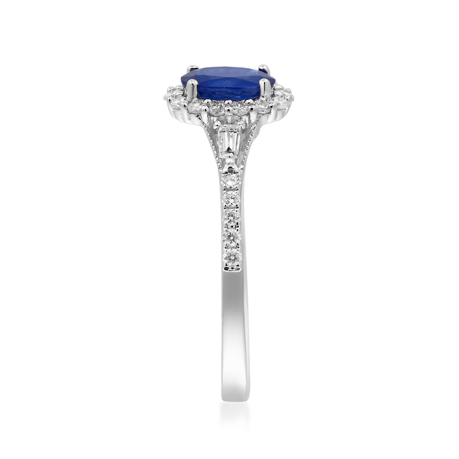 Lillian 14K White Gold Oval-Cut Blue Sapphire Ring