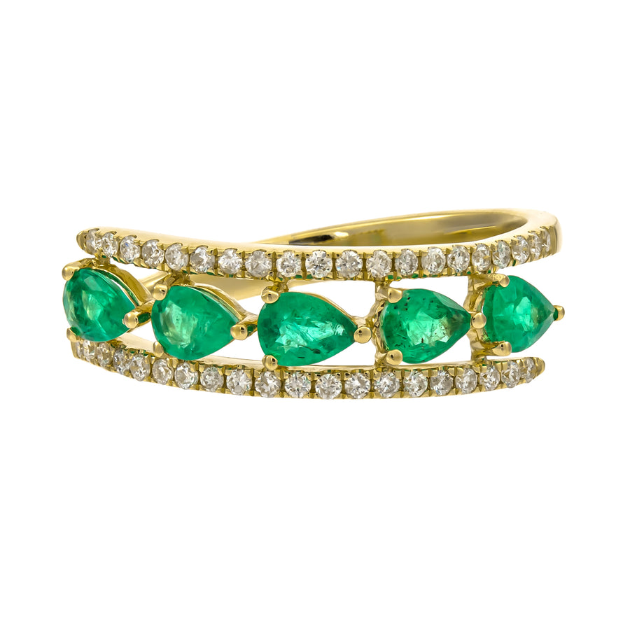 Amelia 10K Yellow Gold Pear-Cut Emerald Ring