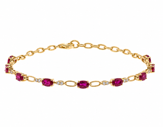 Ruth 14K Yellow Gold Oval-Cut Mozambique Ruby Bracelet