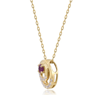 Milky way 14K Yellow Gold Round-Cut Mozambique Ruby Pendant