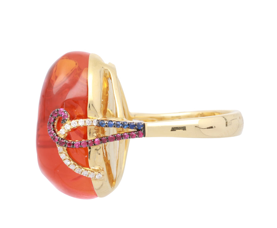 Kennedy 18K Yellow Gold Oval-Cut Mexican Fire Opal Ring