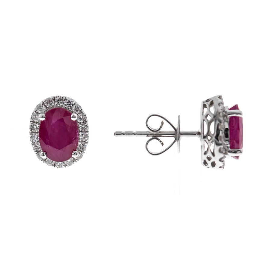 Sadie 10K White Gold Oval-Cut Mozambique Ruby Earring