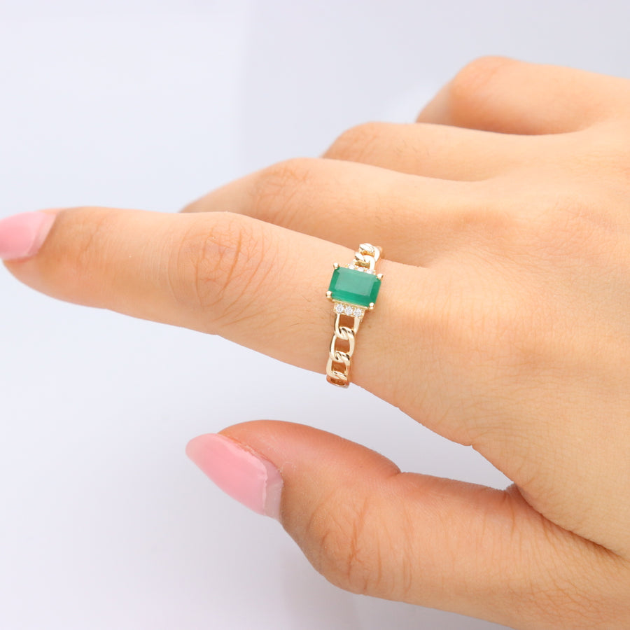 Abby 14K Yellow Gold Emerald-Cut Natural Zambian Emerald Ring