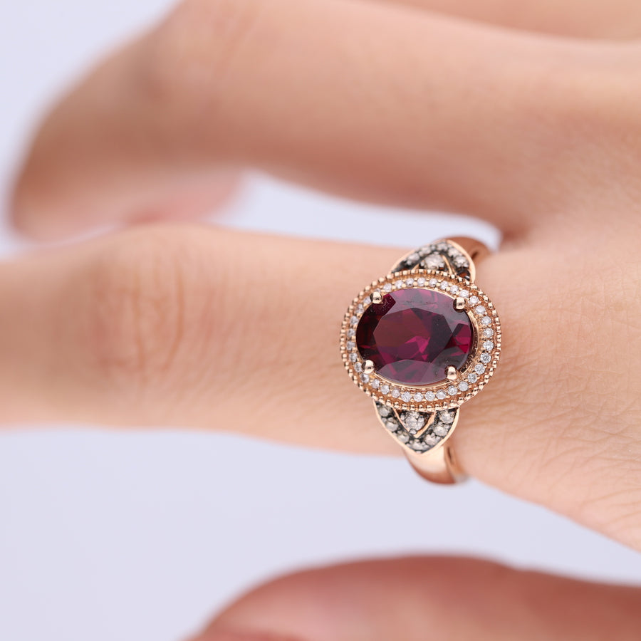 Luna 10K Rose Gold Oval-Cut Garnet Ring