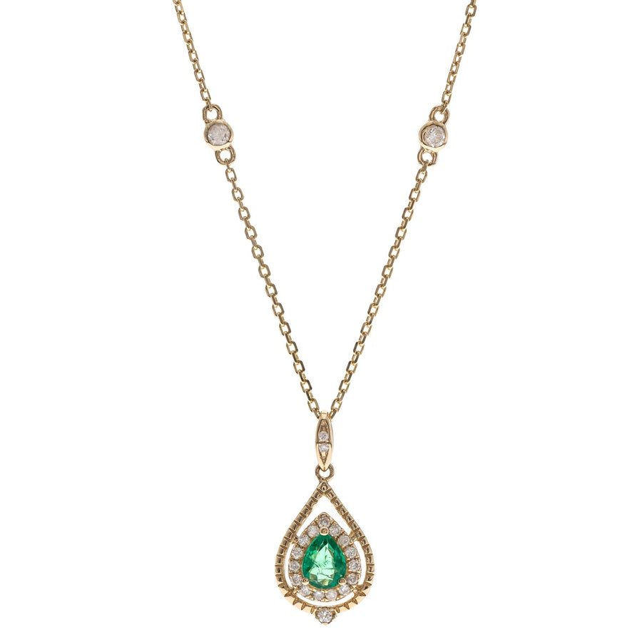 Layla 14K Yellow Gold Pear-Cut Natural Zambian Emerald Pendant