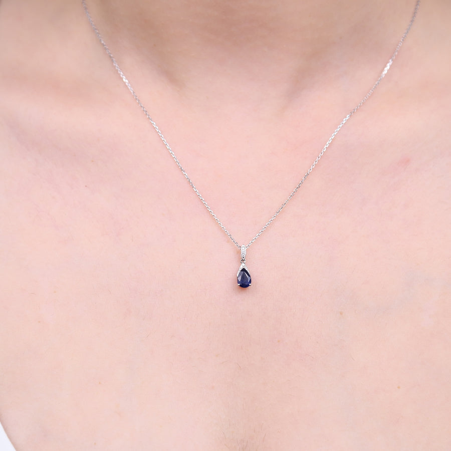 Frances 10K White Gold  Pear-Cut Ceylon Blue Sapphire Pendant