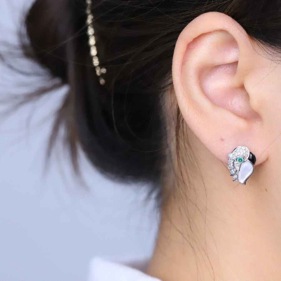 Aaliyah 14K White Gold Round-Cut Emerald Earrings