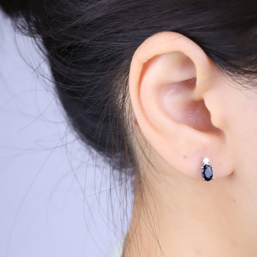 Arthur 10K White Gold Oval-Cut Ceylon Blue Sapphire Earrings