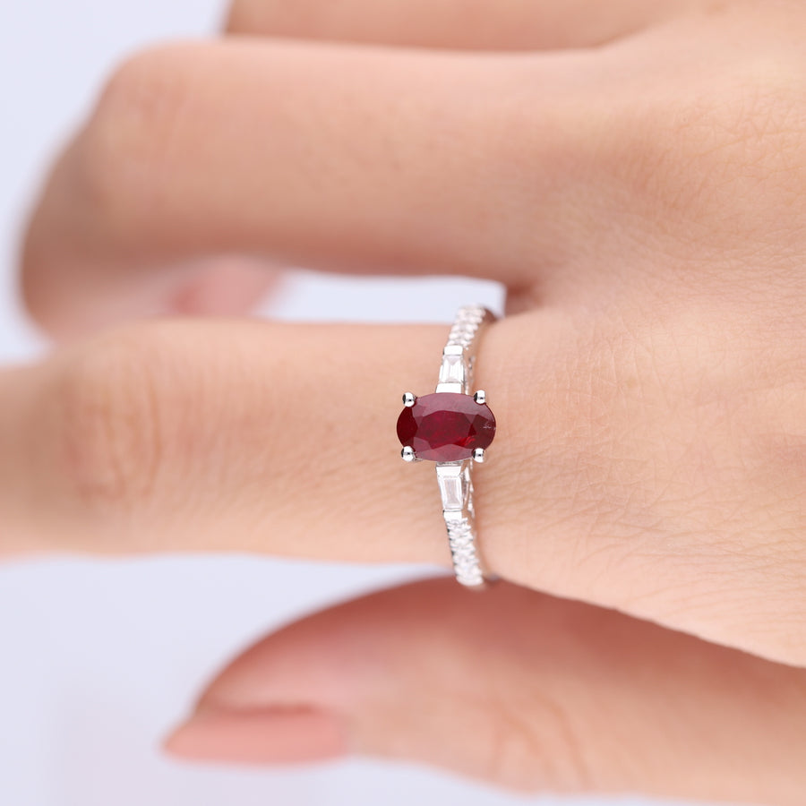 Oakleigh 14K White Gold Oval-Cut Ruby Ring