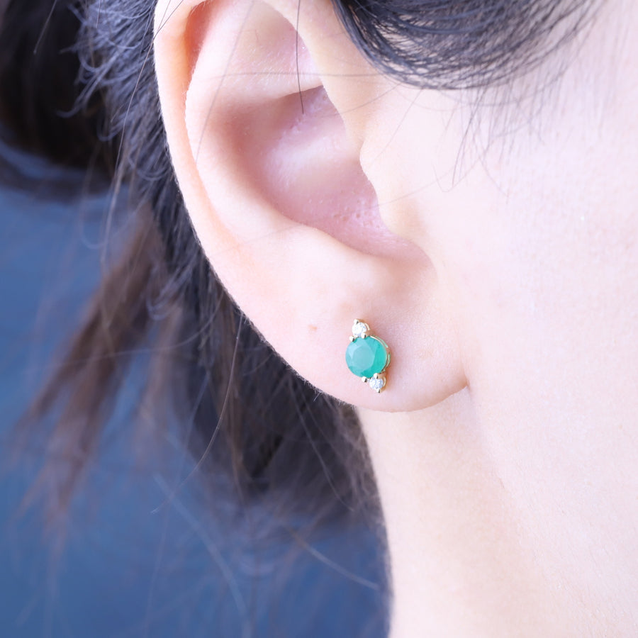 Chloe 14K Yellow Gold Round-Cut Natural Zambian Emerald Earrings