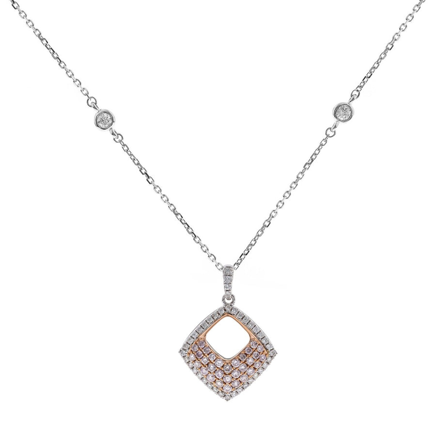 Valentina 18K Two Tone Gold Round-Cut Pink Diamond Pendant
