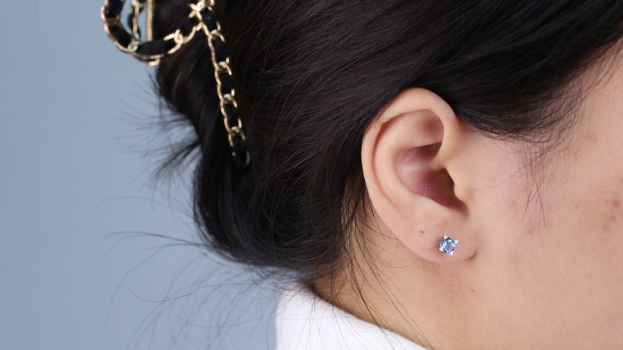 Luna 10K White Gold Round-Cut London Blue Topaz Earrings