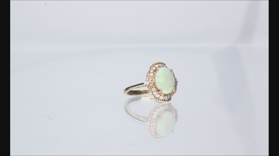 Azalea 14K Yellow Gold Oval-Cut Opal Ring