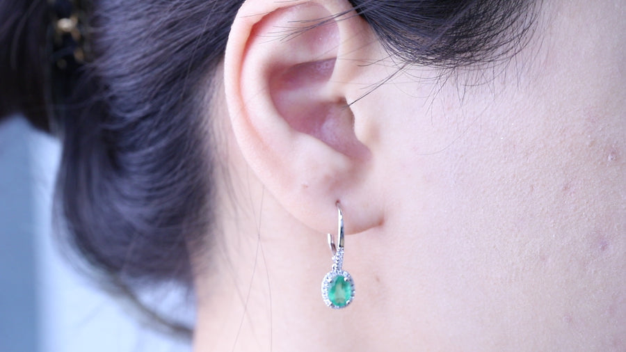 Rosalie 14K White Gold Oval-Cut Emerald Earring