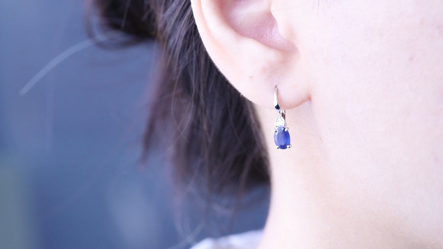 Arielle 10K White Gold Oval-Cut Ceylon Blue Sapphire Earring