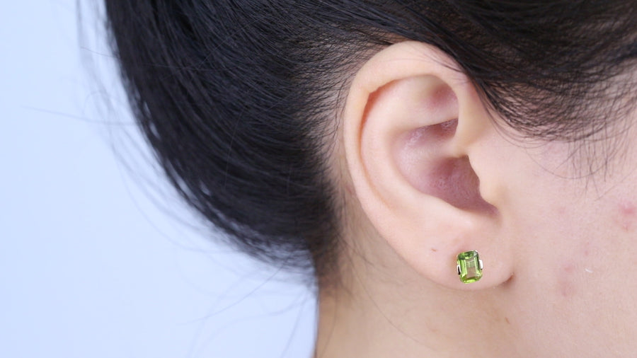 Callie 10K Yellow Gold Emerald-Cut Manchurian Peridot Earrings