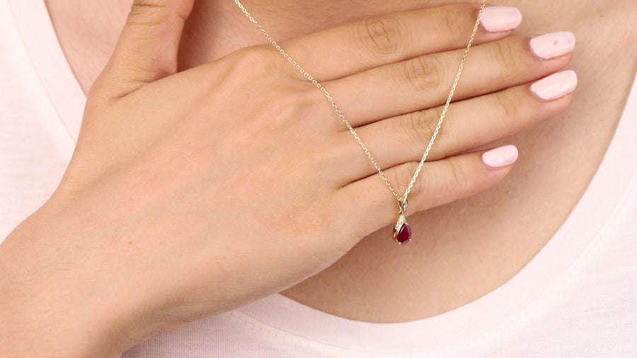 Nora 10K Yellow Gold Pear-Cut Mozambique Ruby Pendant