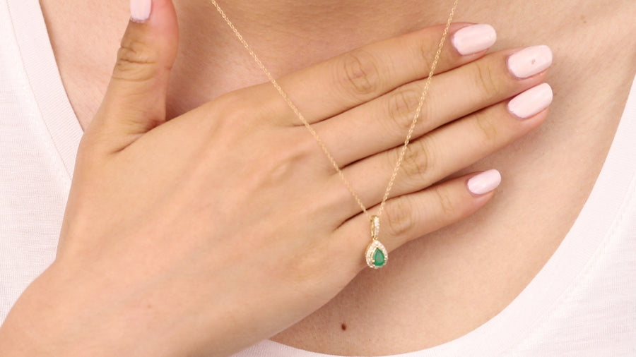 Andi 10K Yellow Gold Pear-Cut Emerald Pendant