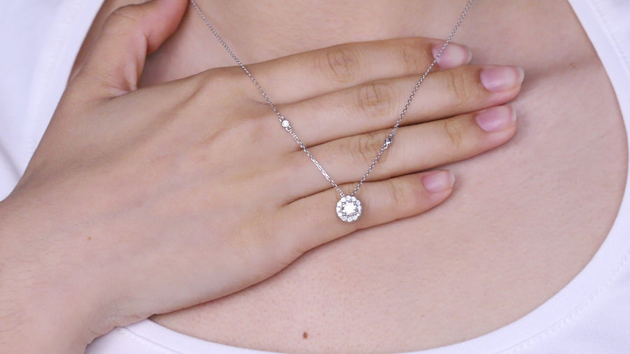 Ryleigh 14K White Gold Round-Cut White Diamond Necklace