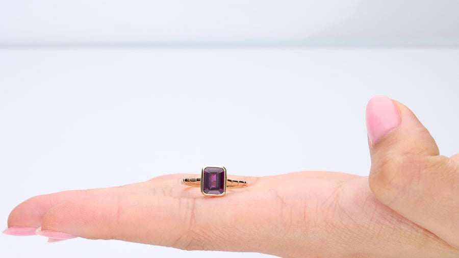 Ainoi 14K Yellow Gold Emerald-Cut Madagascar Rhodolite Ring