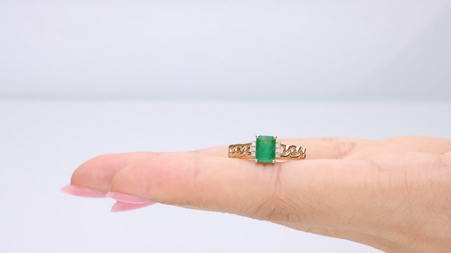 Abby 14K Yellow Gold Emerald-Cut Emerald Ring