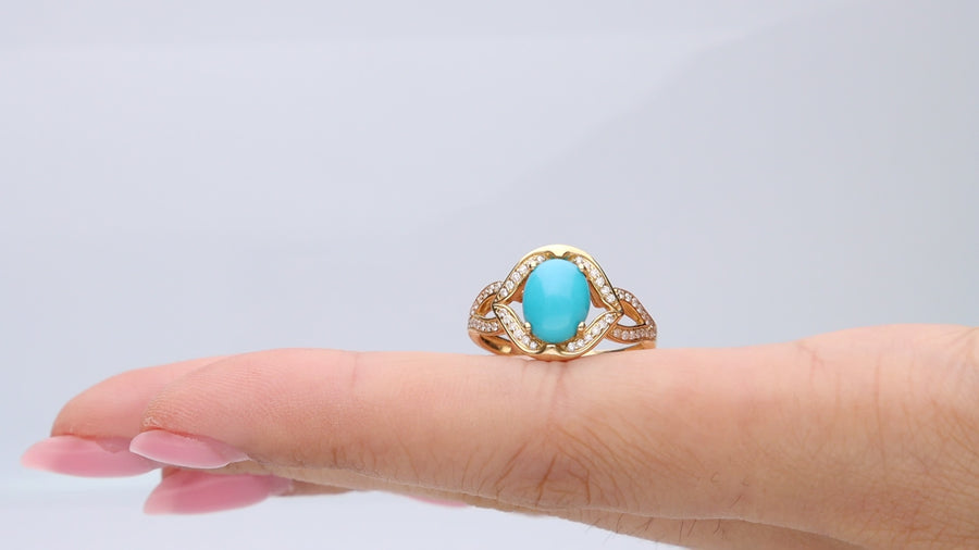 Violet 14K Yellow Gold Round-Cut Turquoise Ring